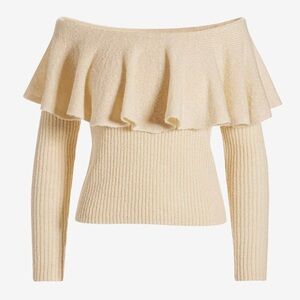 Boston Proper Off-Shoulder Cream Sweater